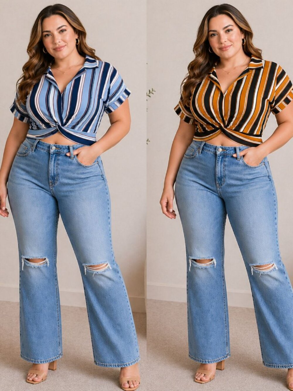 Twist Front Cropped Blouse Bundle Size Large